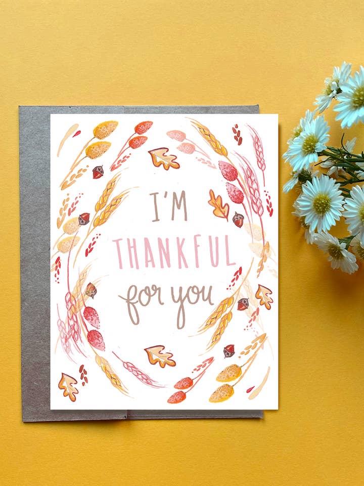 Thankful for You Thanksgiving Card Bountiful Harvest Thanks for wholesale by Slow Poke Press