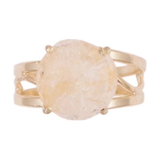 Citrine - Love Is In The Air - Bague ronde - Plaqué or pour la vente par Byart