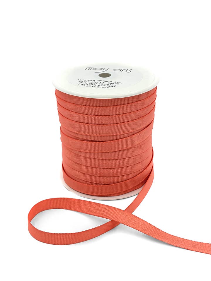 3/8" Coral 225 Denier Classic Grosgrain Ribbon for wholesale by May Arts Ribbon