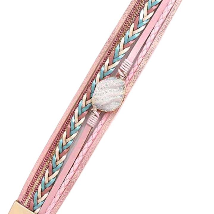 The Bling Barn - Wholesale Woven/Braided Bracelet - Driftin’ in Pink Wrap Bracelet2
