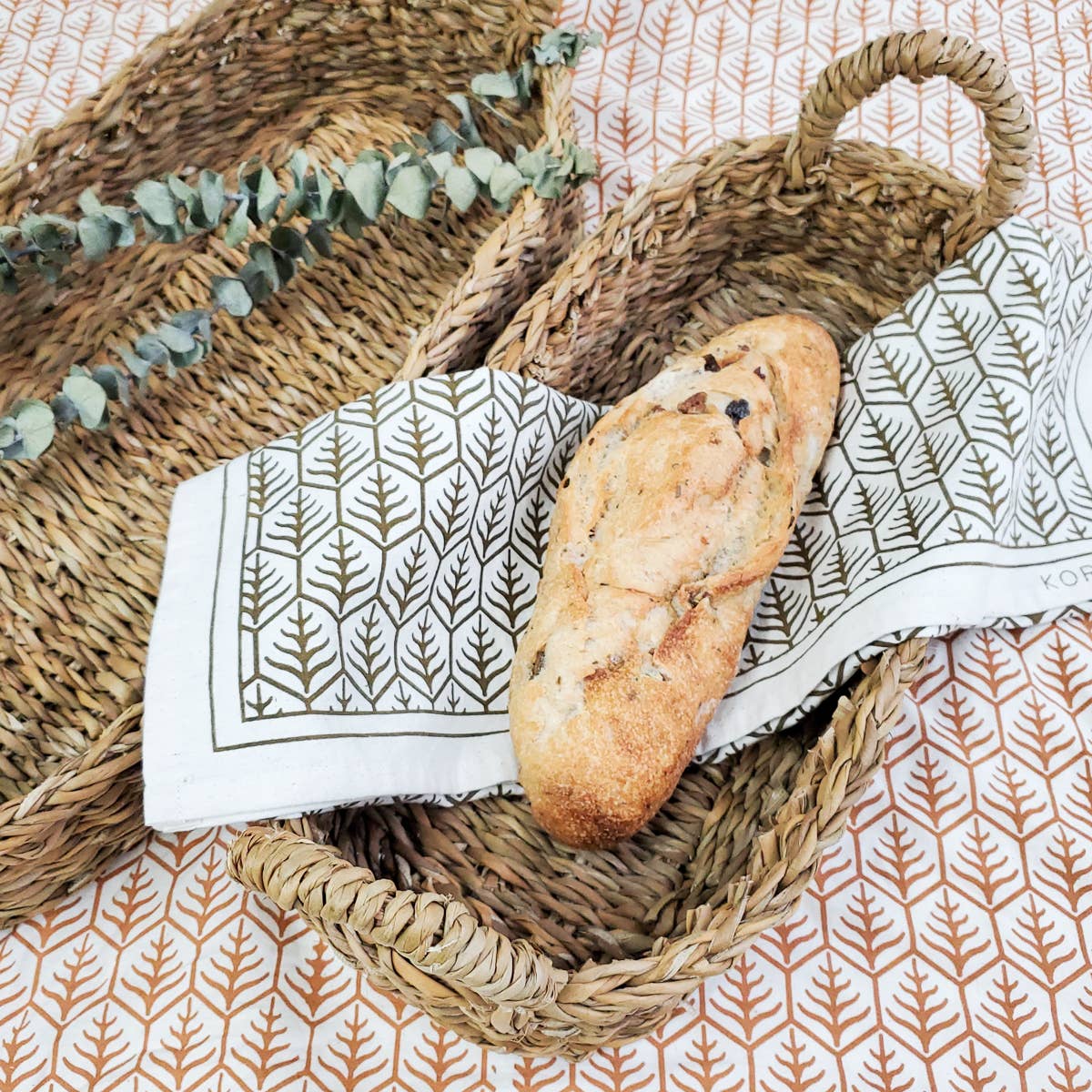 KORISSA - Wholesale Basket - Handwoven Savar Bread Basket with Natural Handle-Set of 21
