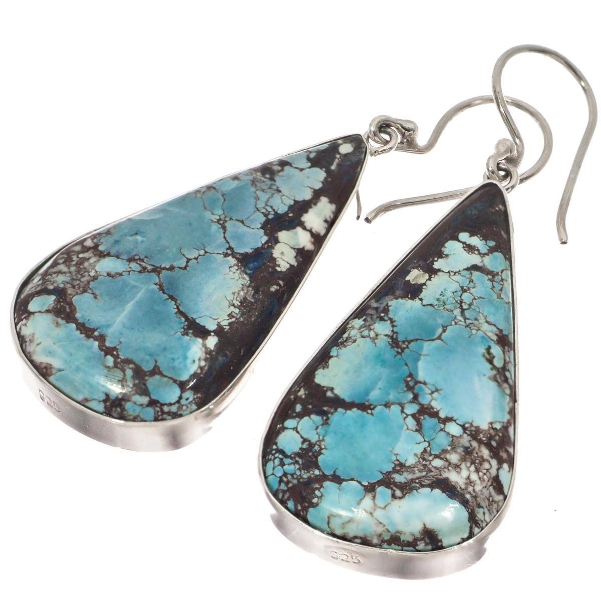 FifiRose – wholesale Dangle earrings – 925 silver genuine blue persian turquoise sterling dangle drop earrings, 1 3/8"0