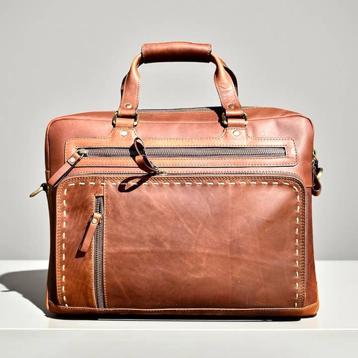 All leather briefcase for wholesale by Western Linens