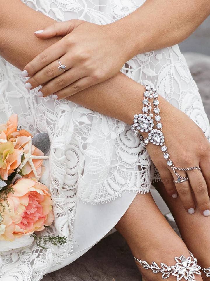 Marion Silver Hand Chain for wholesale by Bare Sandals