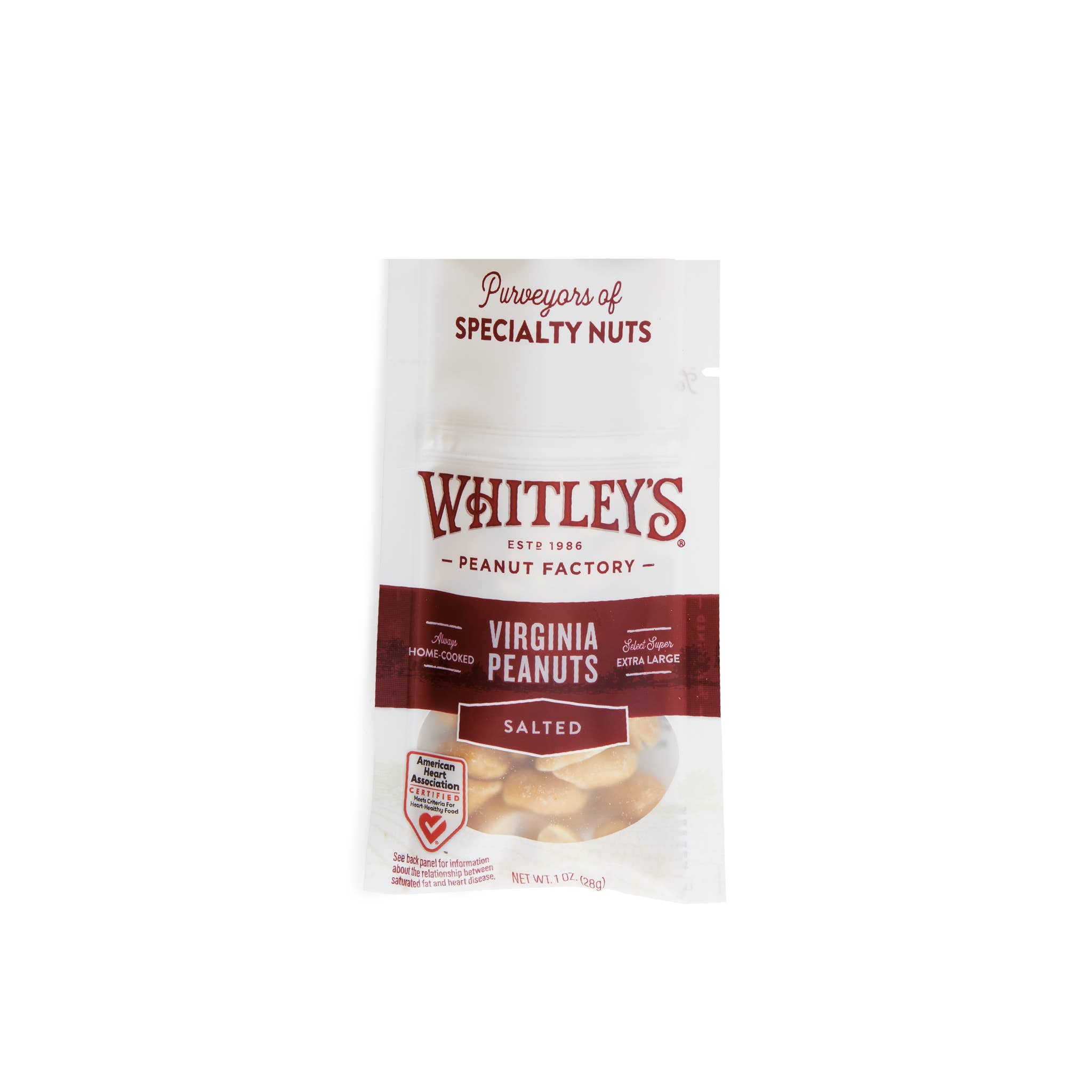 Whitley's Peanut Factory - Wholesale Nuts - 1 oz. Pouch Bags "Home Cooked" Salted Virginia Peanuts1