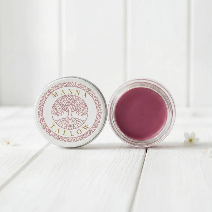 Tallow Lip & Blush Balm - Heirloom Blush Balm with Grass-Fed Tallow (Shade: Deep Pink) for wholesale by Manna Tallow