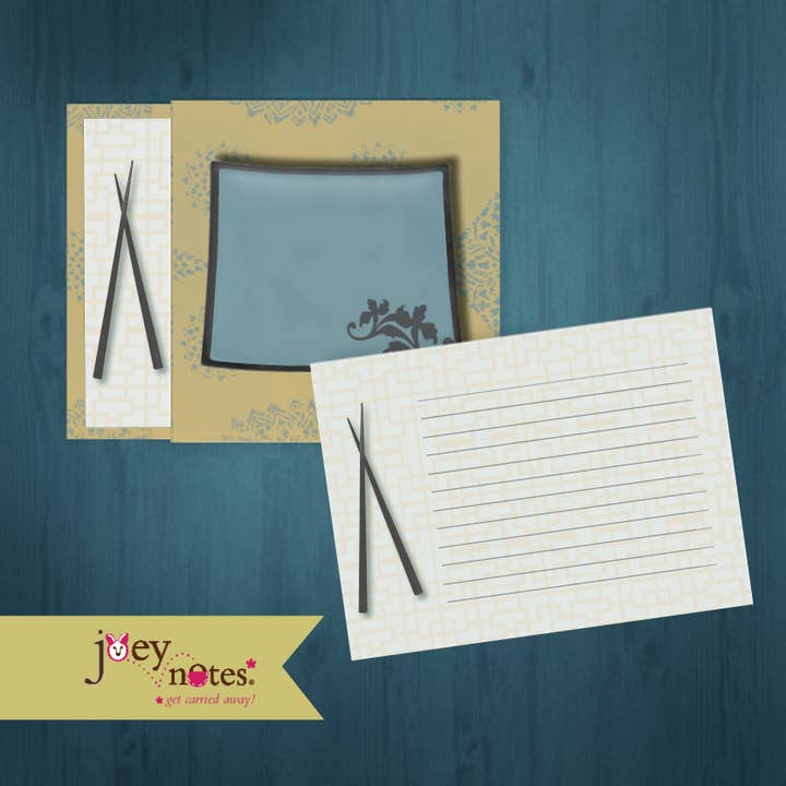 Chopsticks Place Setting: Recipe Cards, Fill-in Invitation, for wholesale by joey notes