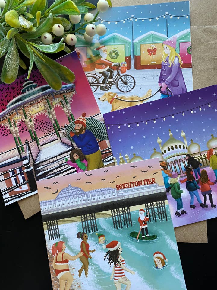 Brighton Christmas Cards (SINGLE) for wholesale by Batty Blossoms
