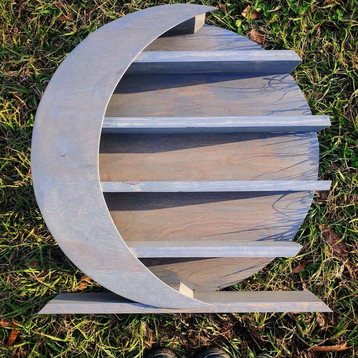 Art by Amber Damare – wholesale Wall-mounted shelf – Large Moon Oddities Wooden Shelf1