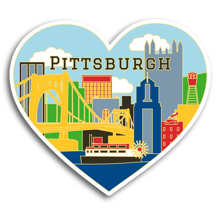 Pittsburgh Skyline Herz-gestanzter Aufkleber für den Großhandel von THE FOUND