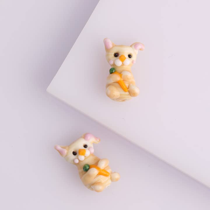 Adamodart - Wholesale Individual Charm/Pendant - Glass Rabbit carrot Bead, spacer bunny charm, DIY jewelry