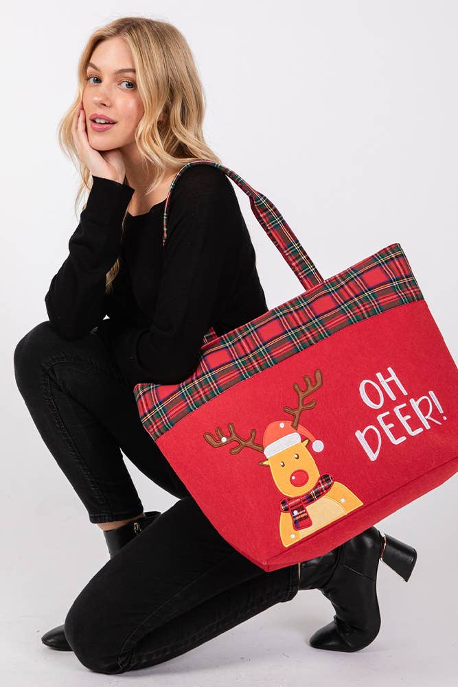 Hana – wholesale Tote bag – Women's – OH DEER Reindeer Christmas Holiday Tote Bag5