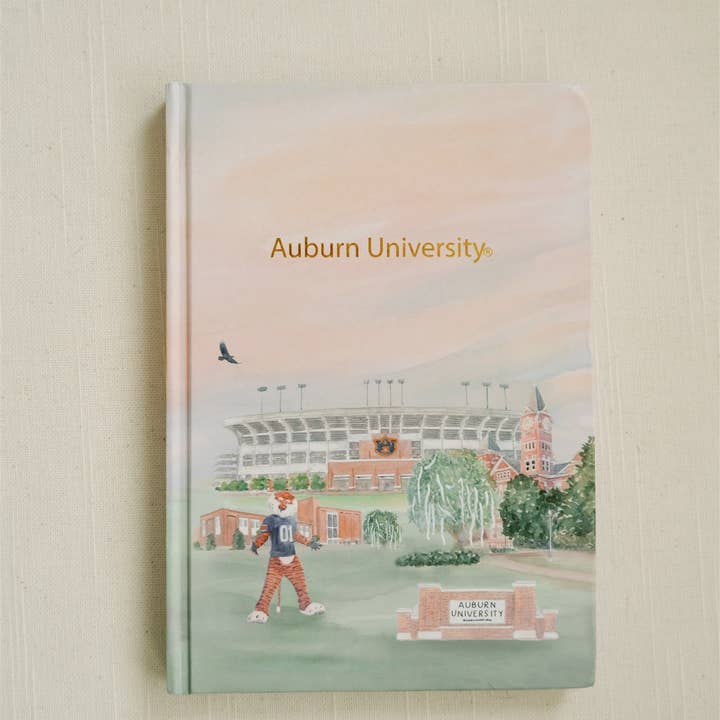 Auburn University Gold Foil Watercolor Hardcover Notebook for wholesale by Gracefully Made Art