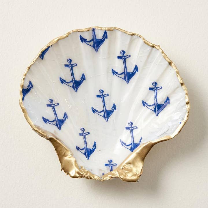 Plato de Vieiras con Ancla Náutica|Oro para venta al por mayor de Shell Yeah By Jaks LLC