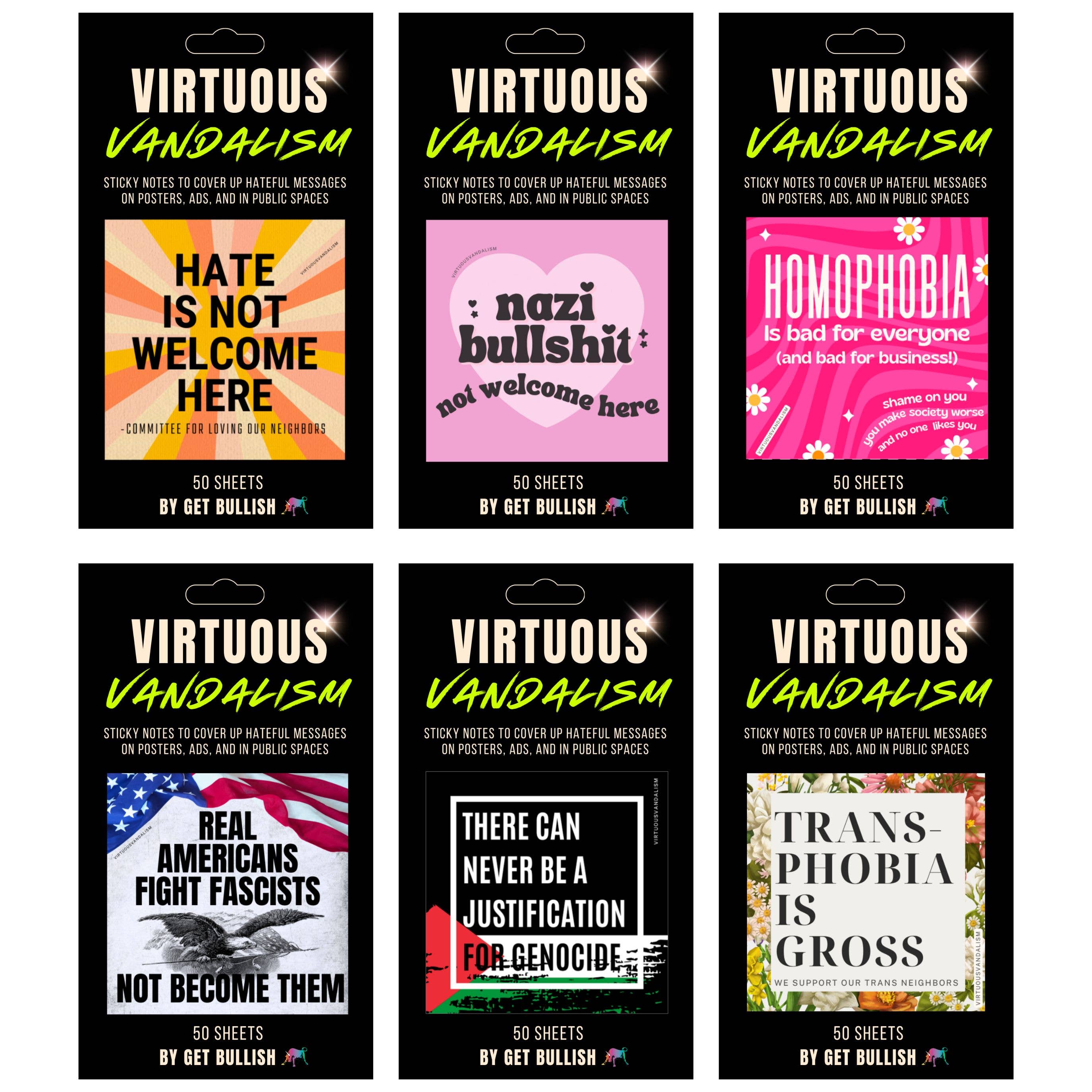 GetBullish - Wholesale Sticky Notes - Virtuous Vandalism “Hate is Not Welcome Here” Sticky Notes8