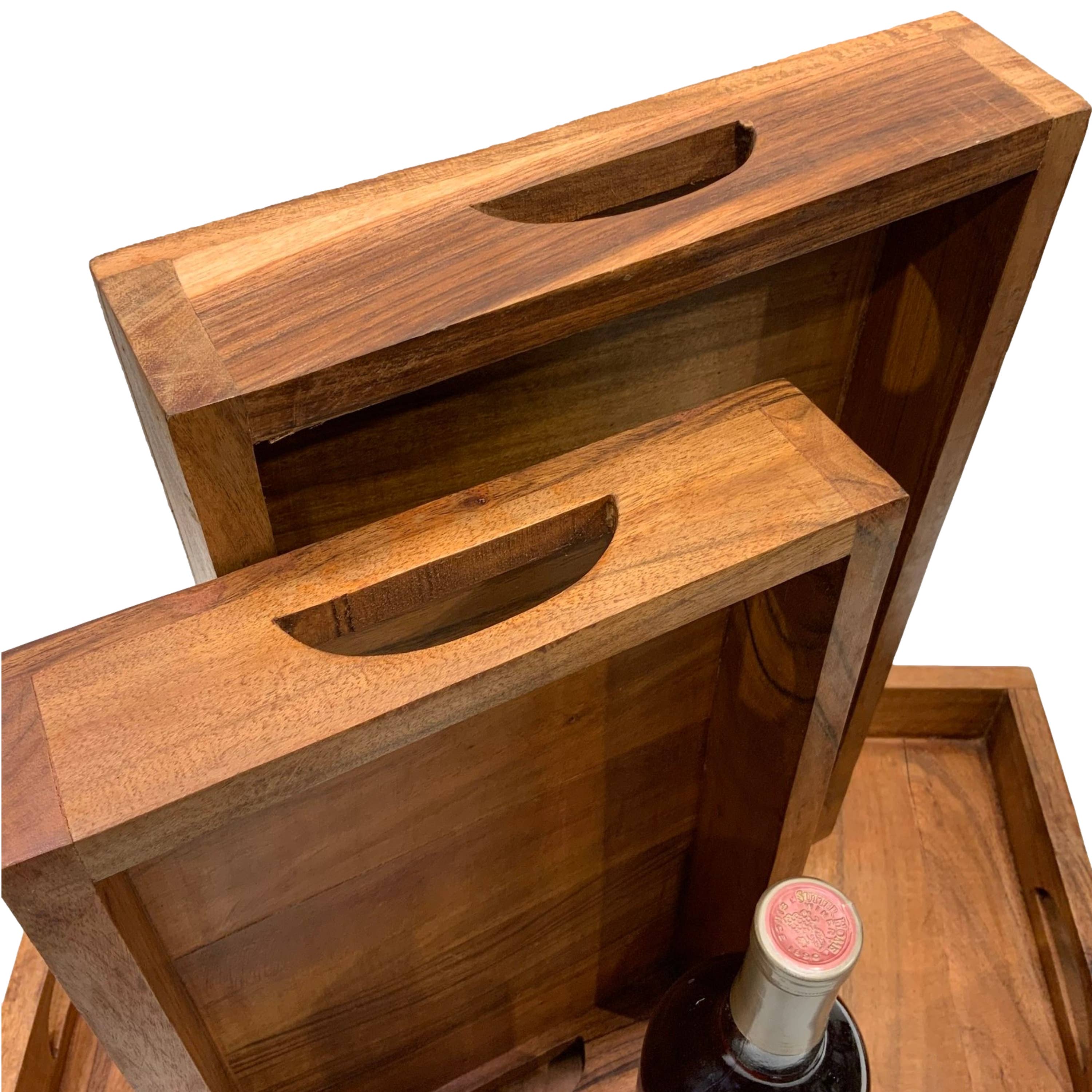 Wilco Home - Wholesale Serving Tray - Set of 3 "Cocktail" Acacia Wood Charcuterie Trays4