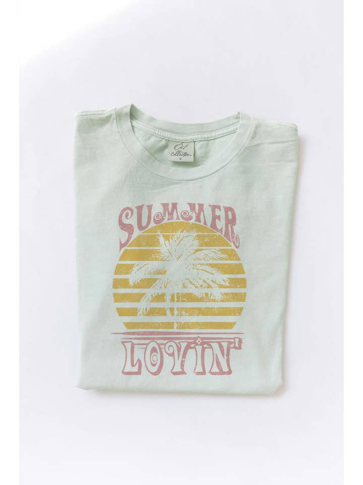OAT COLLECTIVE - Wholesale Screen Printed T-Shirt - Women's - SUMMER LOVIN' Mineral Washed Graphic Top