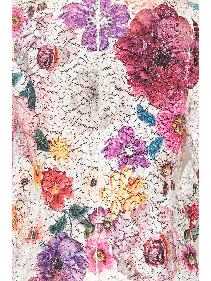 Glam Sequin Embellished Lace Blazer Jacket- 4800IV PURPLE FL for wholesale on Faire3