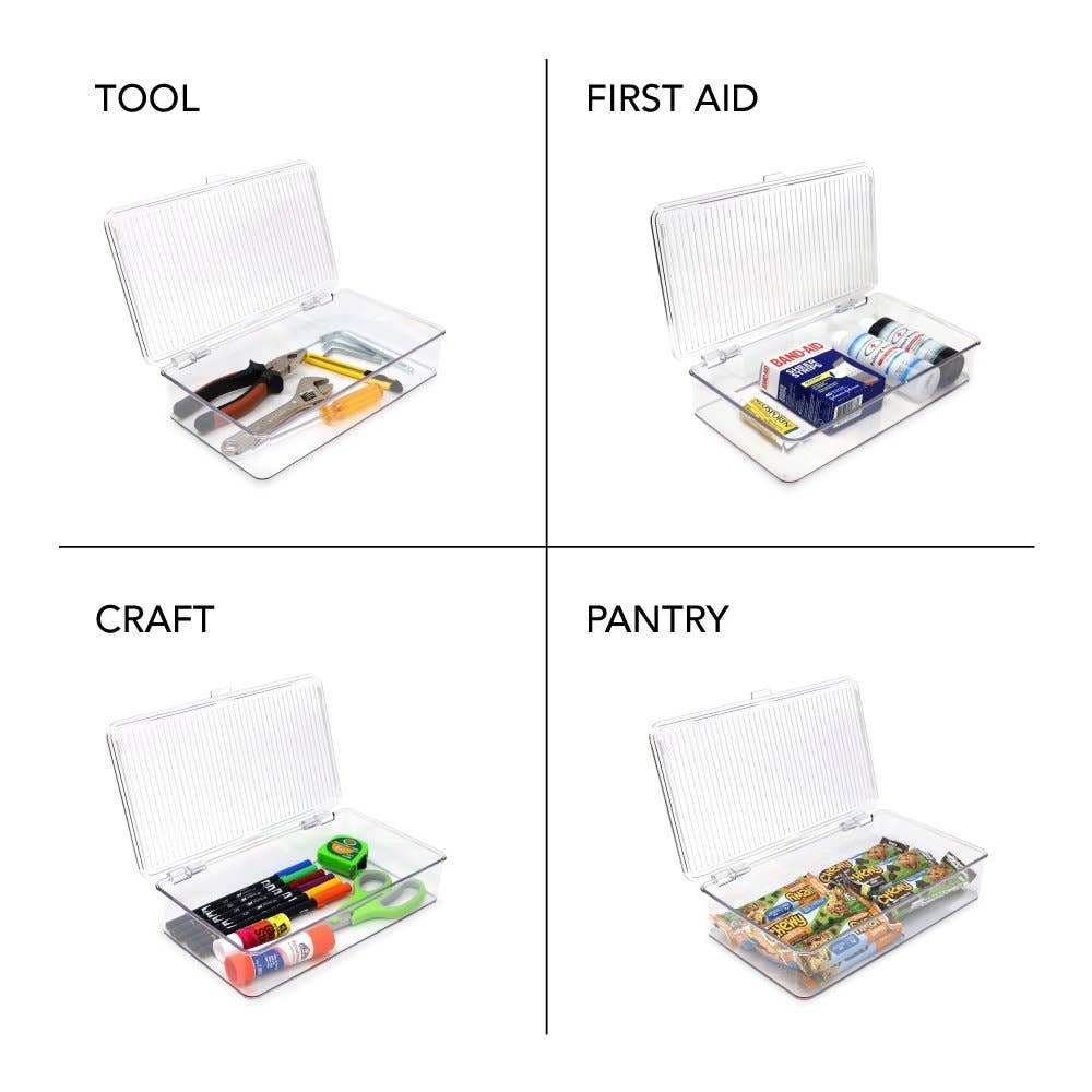 Clear Isaac Jacobs Stackable Organizer Bin w/ Hinged Lid for wholesale on Faire7