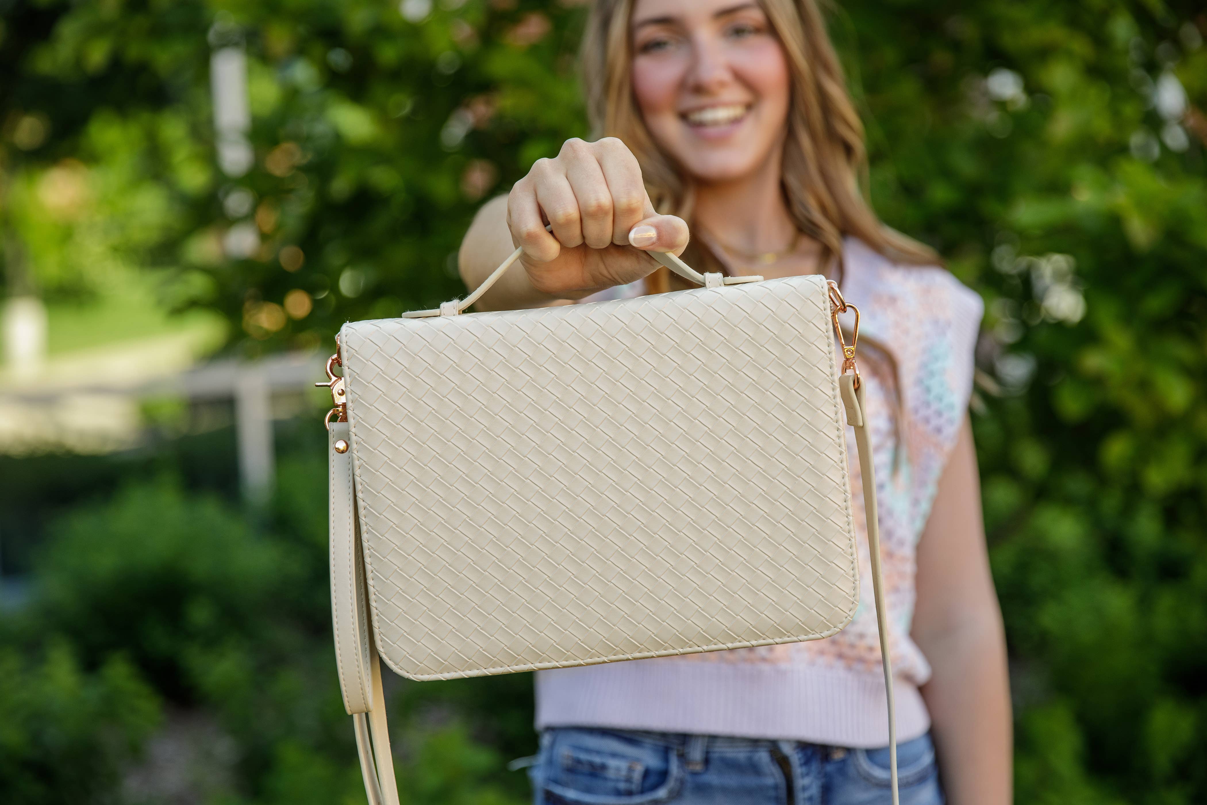 Ever, AJ - Wholesale Bible Cover - Bible Cover, Weave Bible Case, Crossbody PEARL5