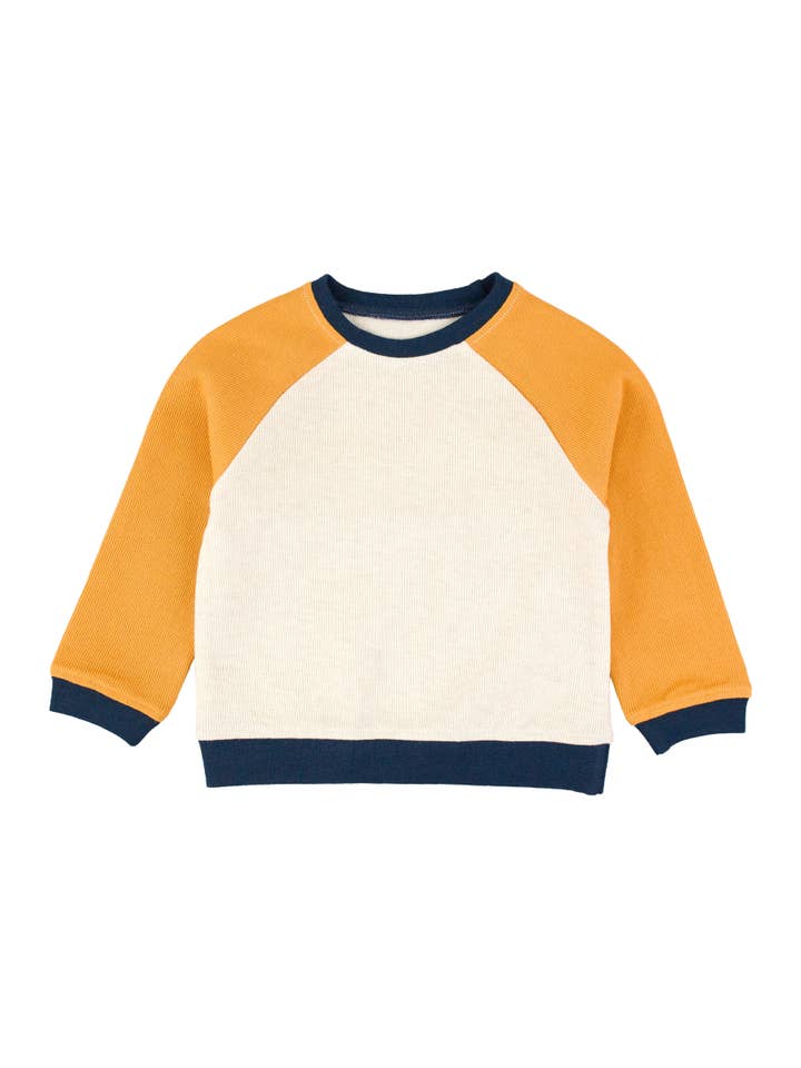 Giallo Felpa raglan in maglia a blocchi di colore Heather Oatmeal da ragazzo in vendita all'ingrosso su Faire