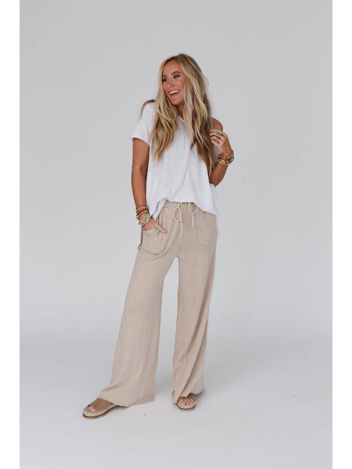 Three Bird Nest - Wholesale Pants - Women's - Relaxing Robin Wide Leg Pant - New Taupe