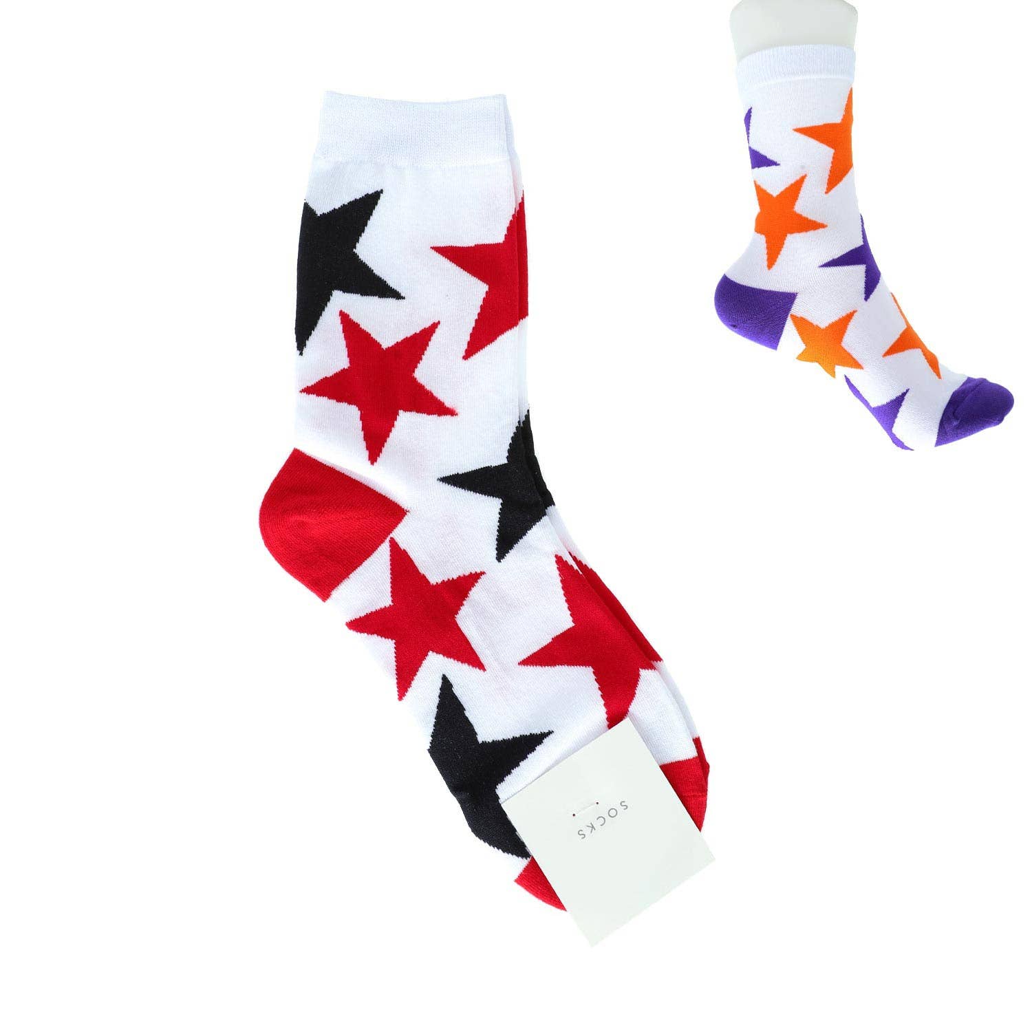 SP Sophia Collection - Vente Chaussettes – femme - Chaussettes ras du cou en tricot de coton à imprimé étoilé pour femmes2