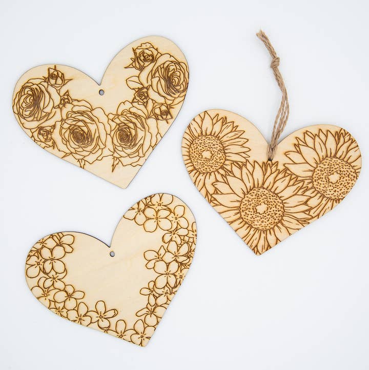 Paint Your Own Kit: Floral Heart Hangers for wholesale by Jennifer Schiano Studio
