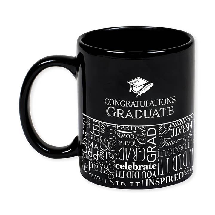 Black Félicitations Graduate Mug pour la vente par Cottage Garden