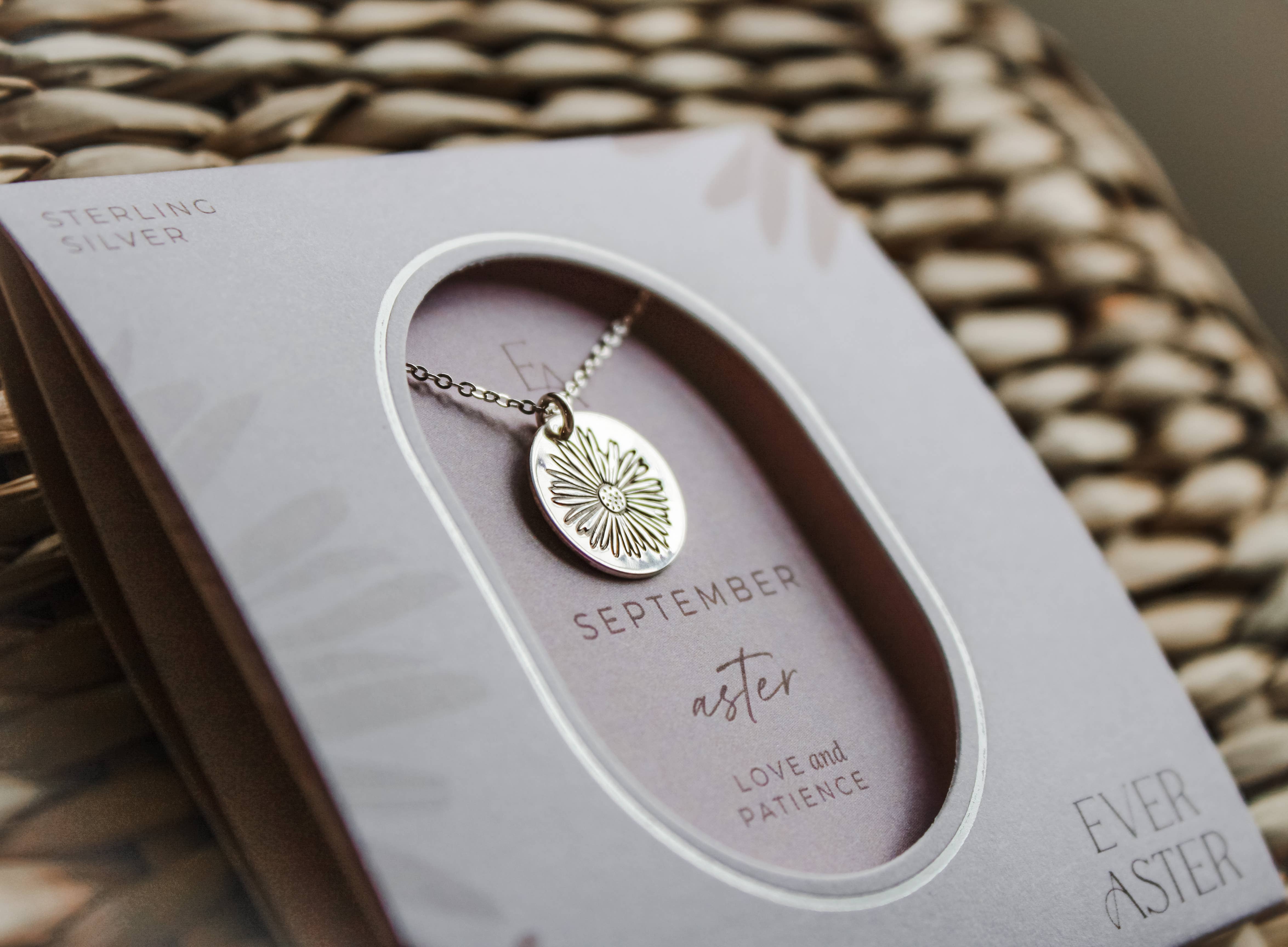 Ever Aster - Wholesale Pendant/Charm Necklace - September Aster Birth Flower Necklace3