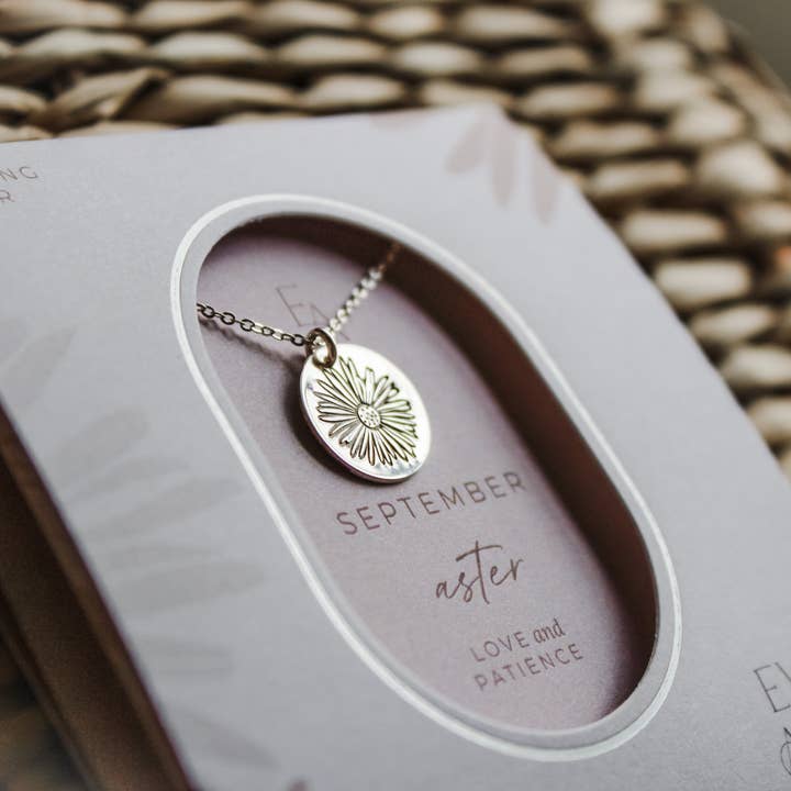 Ever Aster - Wholesale Pendant/Charm Necklace - September Aster Birth Flower Necklace3