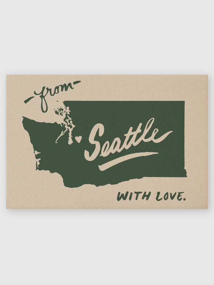 With Love From Seattle Postcard for wholesale by Pike Street Press