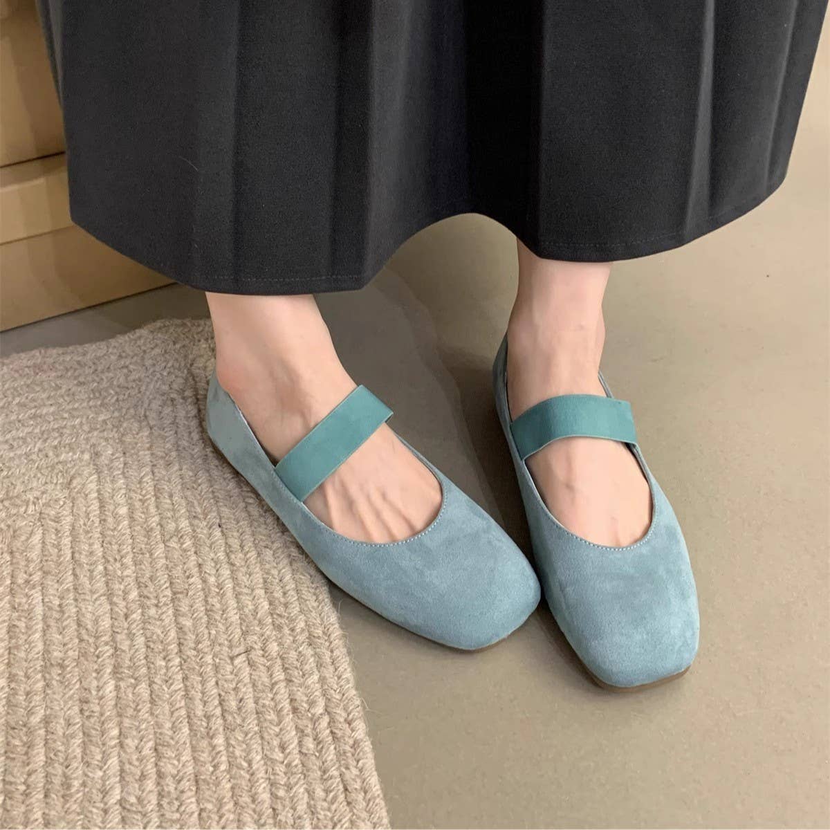 ACCITY - Wholesale Flats - Women's - Suede Ballet Flats Mary Janes for Women_CWSHF00826