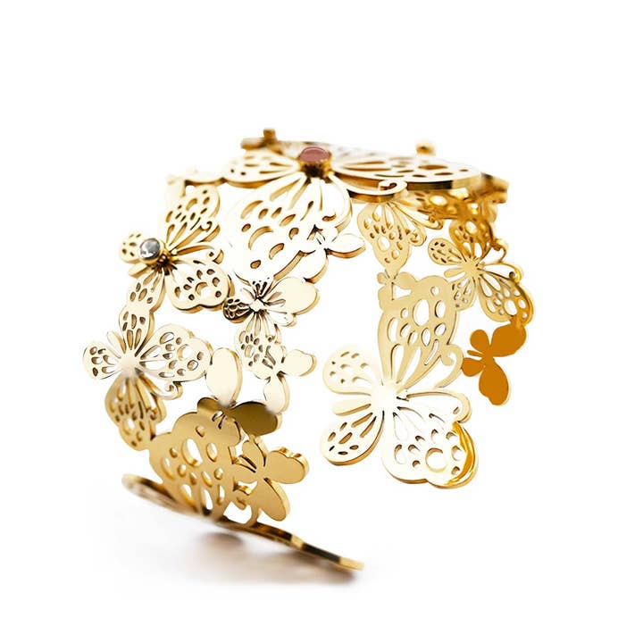 AMORINO SRL - Wholesale Cuff Bracelet - ADJUSTABLE SEMI-RIGID BUTTERFLY BRACELET - WF24116A105
