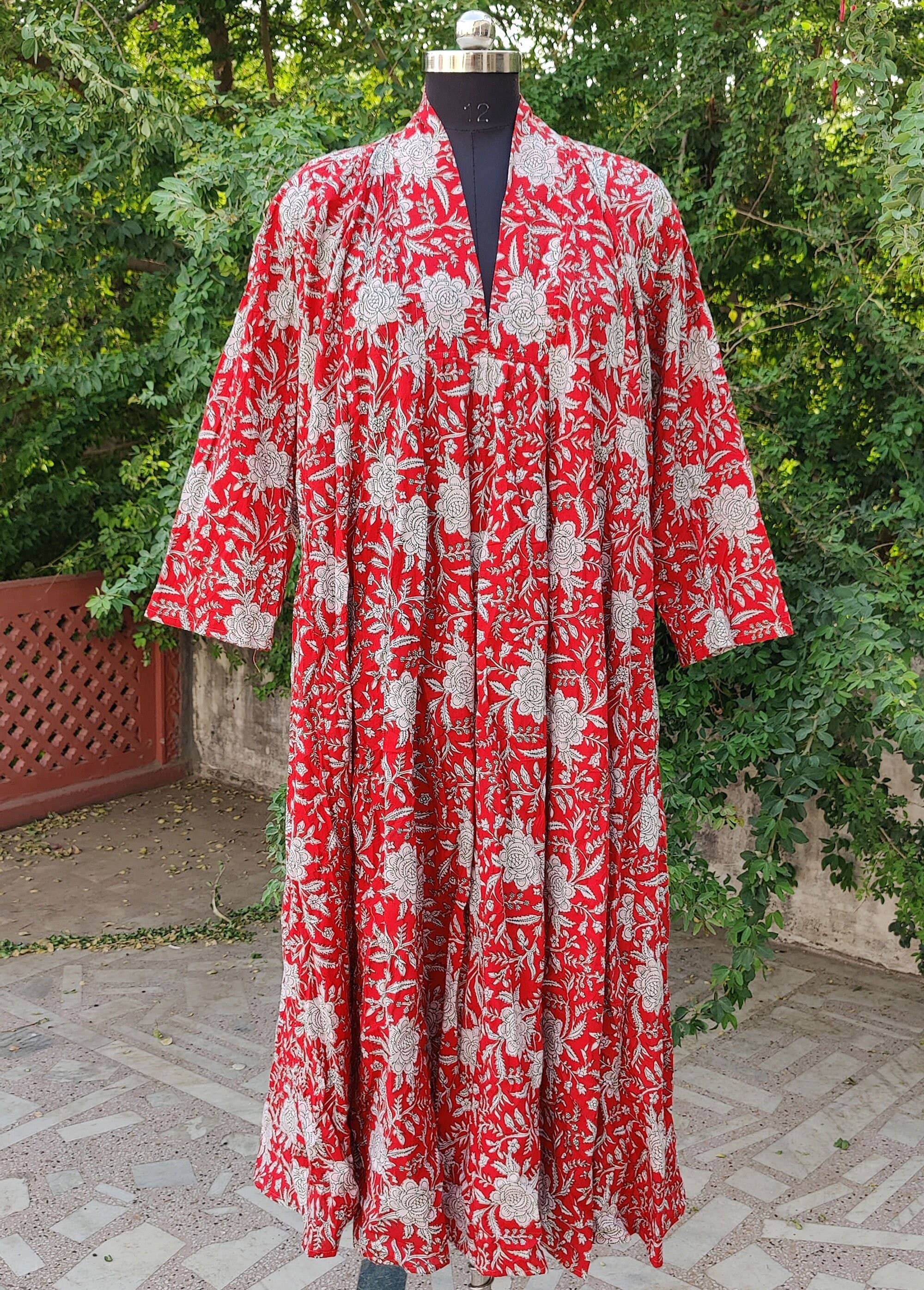 Bhawana Handicrafts - Wholesale Dress - Women's - Hand Block Print Floral Cotton Maxi Dress Indian Style1