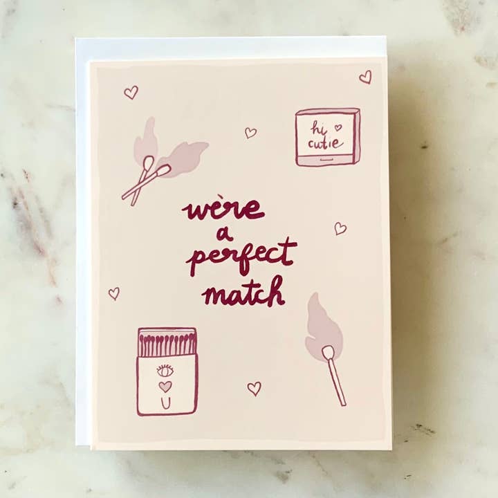 Perfect Match Greeting Card for wholesale by Pajarita Paper Co