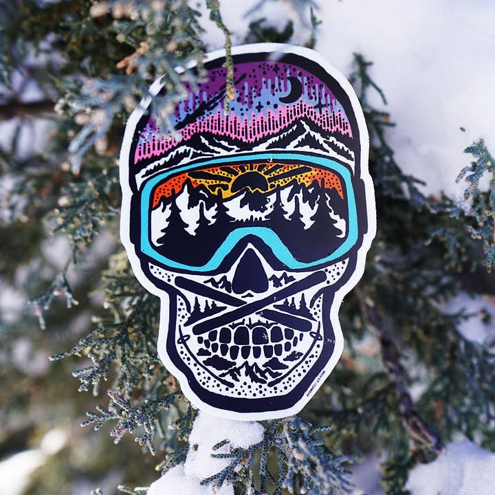 Pegatina de esquí calavera para venta al por mayor de Atomicchild