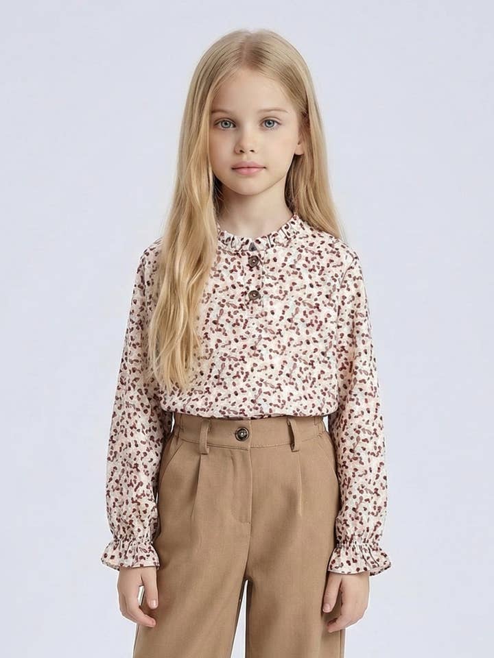 Girls' liberty floral long sleeve top for wholesale by MINI MIGNON PARIS
