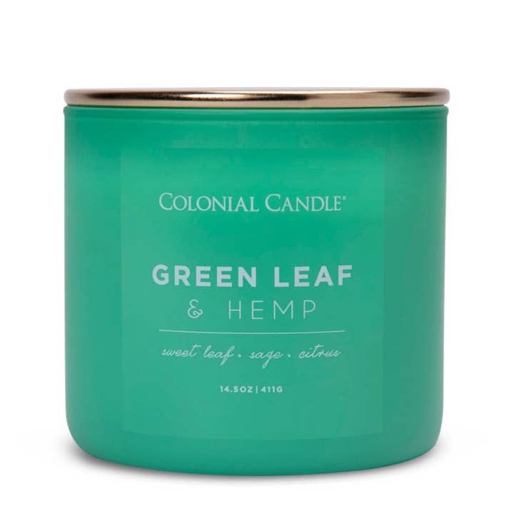 Green Leaf Hemp 411G Scented Candle for wholesale by Colonial Candle DE