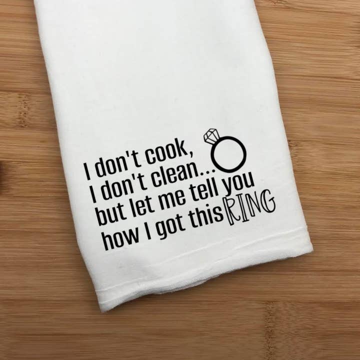 Dirty Grove by Hazel Grove Customs - Wholesale Tea Towel - I Dont Cook, I Dont Clean Towel - Wank Towel - Wank Rag