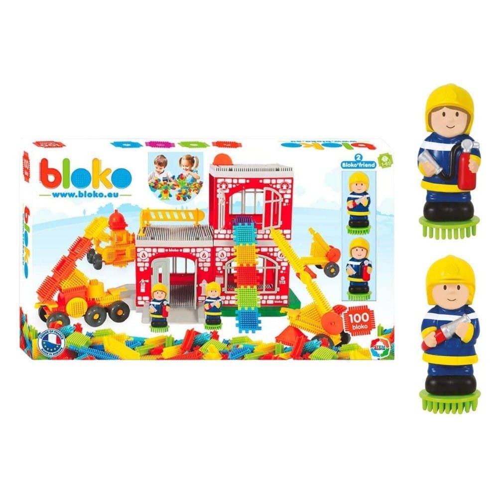 Bloko - Wholesale Toy Set - Kids - Set 100 Bloko + Fire Station + 2 Fire Brigades - BLOKO 5036350