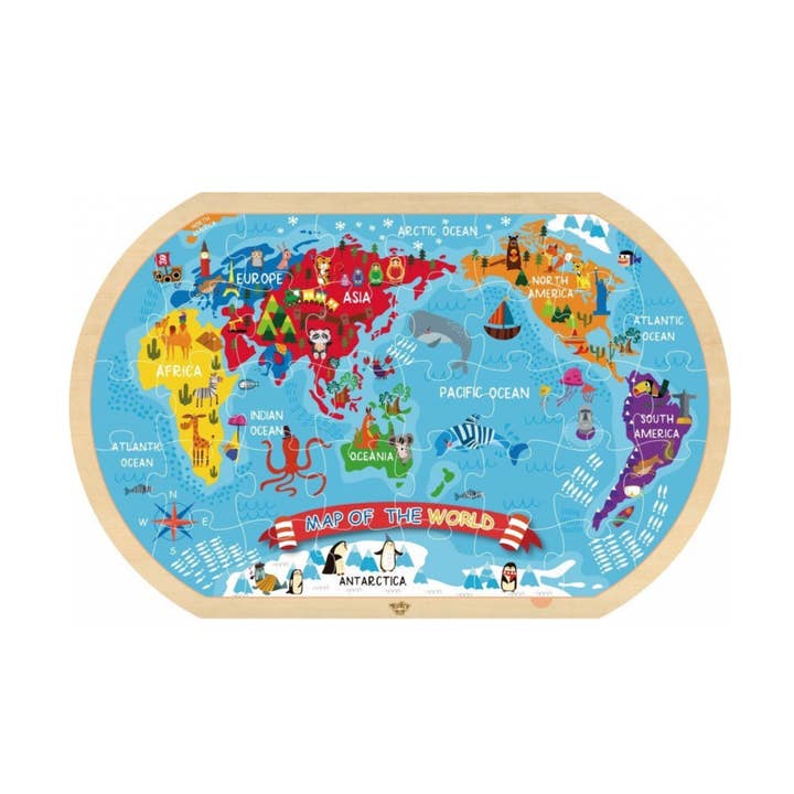 Wooden World Map Puzzle – 37 Pieces for wholesale by tokiplay