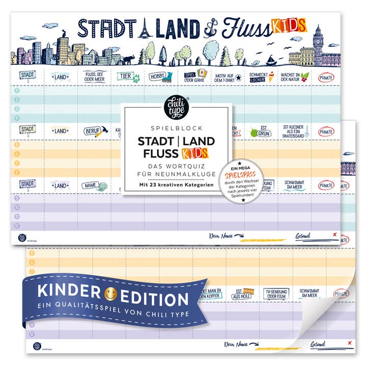 Stadt-Land-Fluss Édition pour enfants DIN A3 pour la vente par chili type