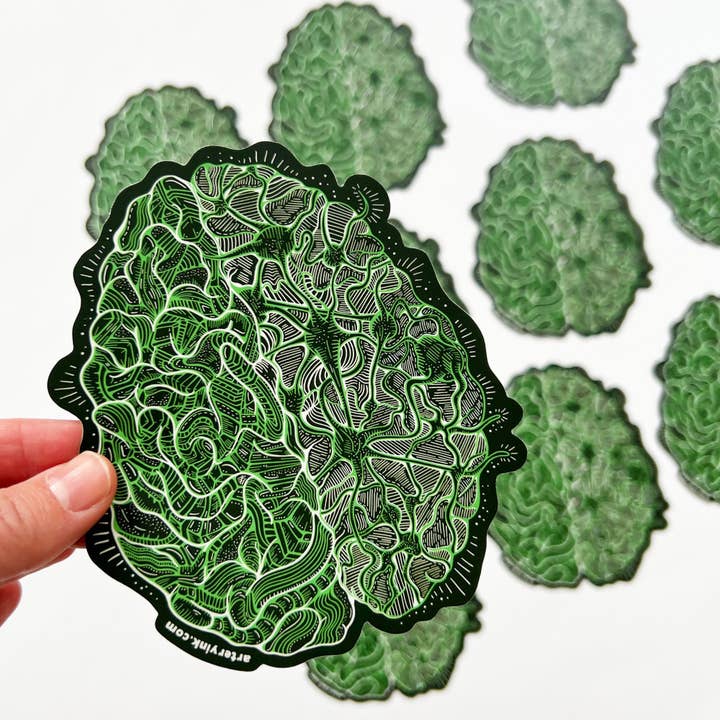 Brain & Neuron Vinyl Sticker for wholesale by Artery Ink