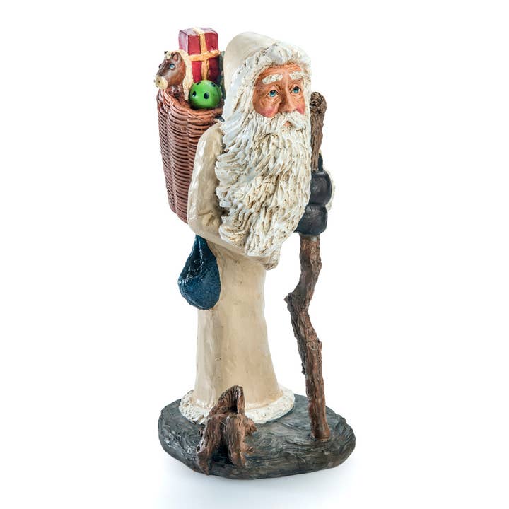 J Devlin Glass Art & Bert Anderson Collection - Wholesale Christmas Decoration - Woodland Santa Figurine - White By Bert Anerson - MB 31