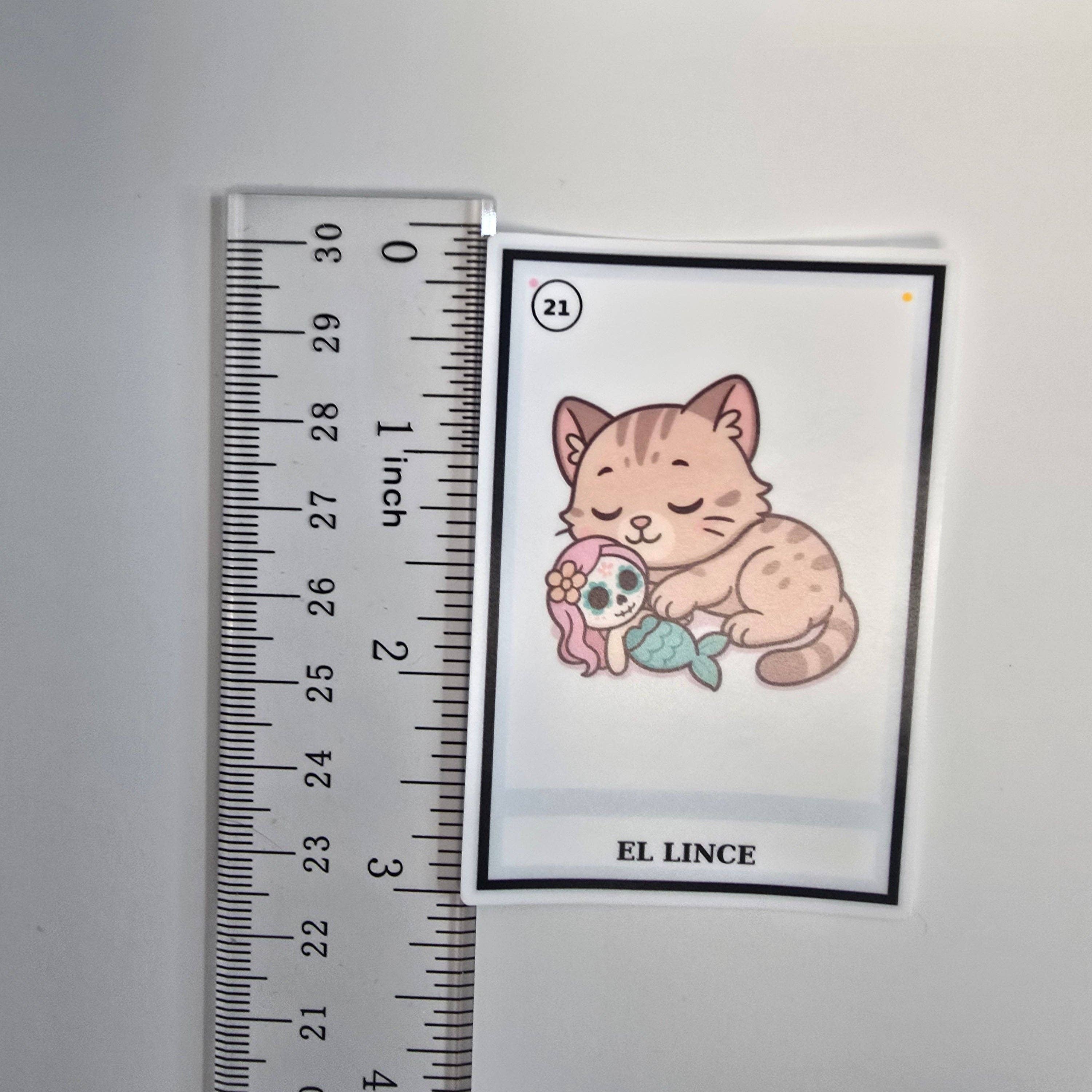 Designs by Mysh - Wholesale Sticker - El Lince Lotería Cat Sticker – Día de los Muertos Inspired Vinyl Decal | 3-Inch Die Cut, Water-resistant1
