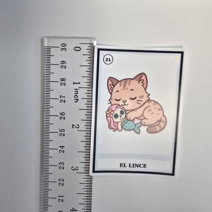 Designs by Mysh - Wholesale Sticker - El Lince Lotería Cat Sticker – Día de los Muertos Inspired Vinyl Decal | 3-Inch Die Cut, Water-resistant1