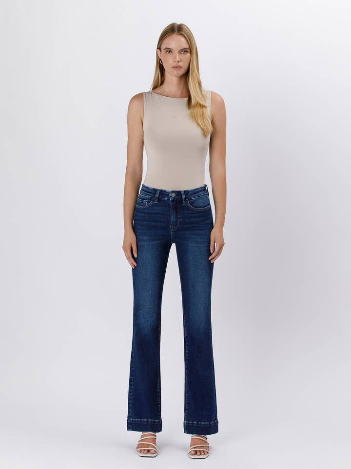 BLUE ELEMENT HIGH RISE TROUSER HEM BOOTCUT JEANS F5865 for wholesale on Faire
