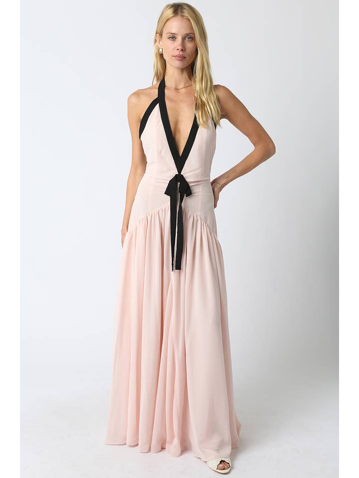 Olivaceous - Wholesale Dress - Women's - Evelyn Contrast Ribbon Maxi Dress5