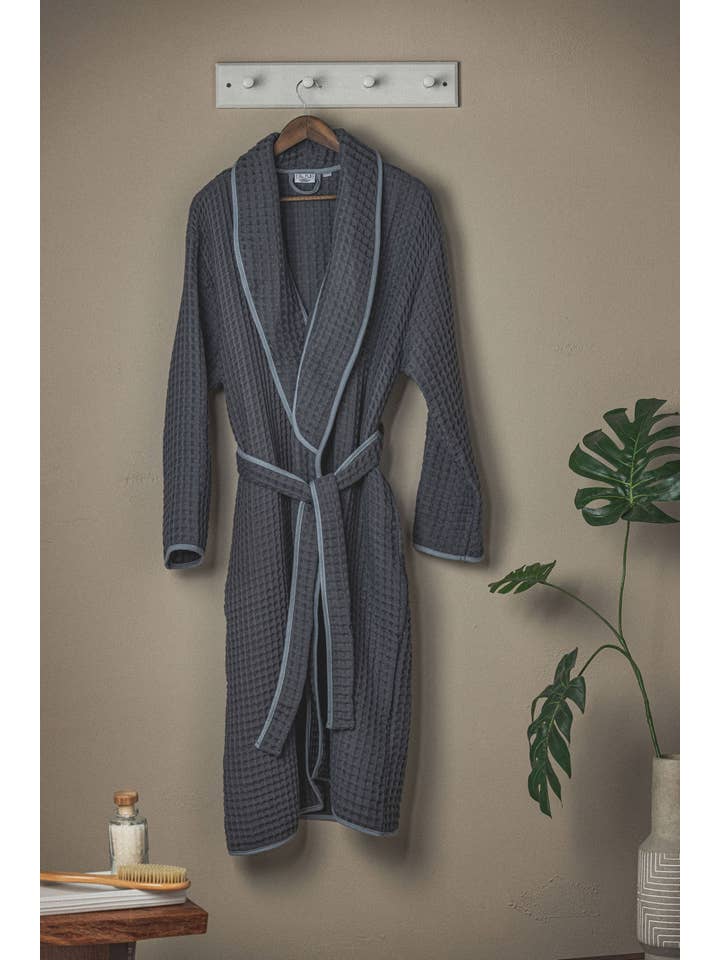 The Bali Market - Wholesale Robe - Unisex - Waffle Weave Bath Robe - Grey